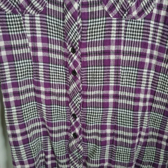 Vigoss Purple Plaid  Flannel Extra Long Shirt, M - Picture 3 of 9